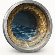 Moderate buildup pipe cross-section