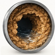 Severe buildup pipe cross-section